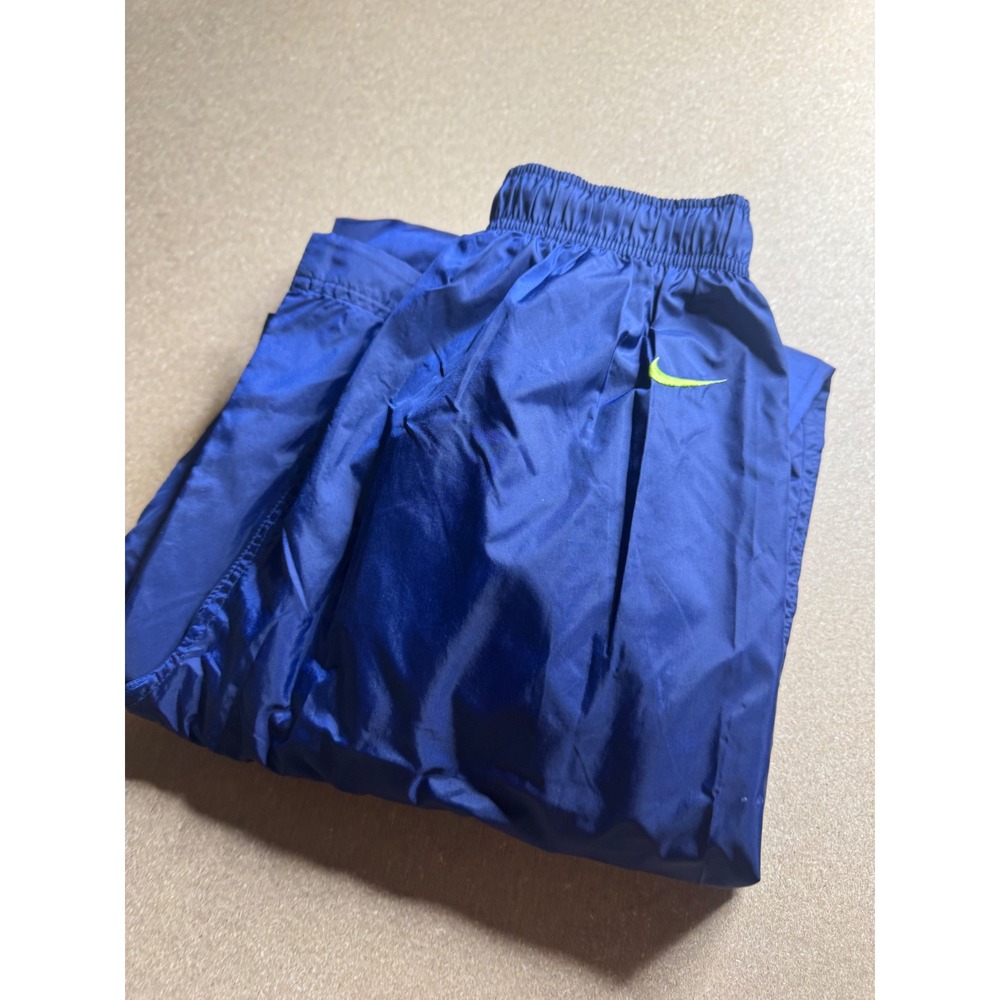 vtg Nike‎ Mens Track Pants Blue Lime Green Mesh Lined Zipper Cuffs Small S (4-6)